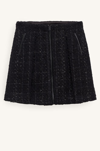 JET BOUCLE BIKER SKIRT in colour JET BLACK