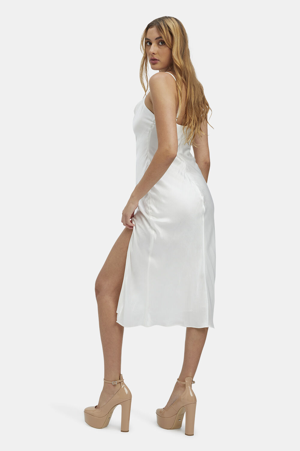 EMERIE SLIP DRESS in colour BRIGHT WHITE
