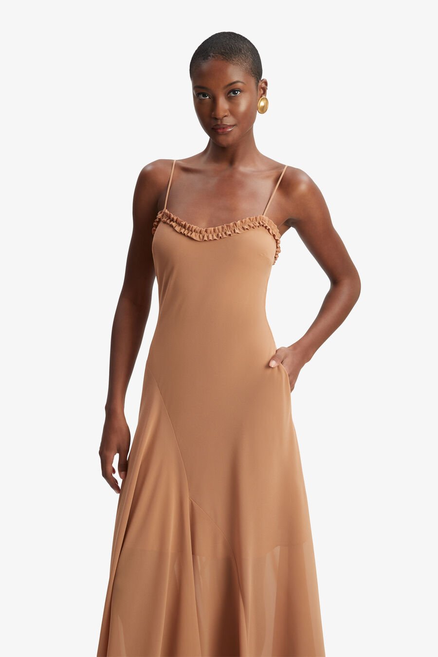 Tatian Frill Trim Maxi Dress