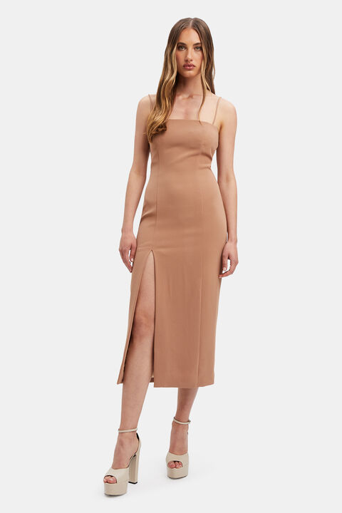 MERCER MIDI DRESS in colour TAN