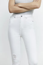 KHLOE HI CROP RIP JEAN in colour SNOW WHITE