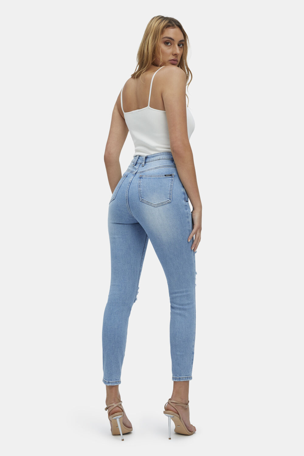 KHLOE HI CROP JEAN in colour NIGHTSHADOW BLUE