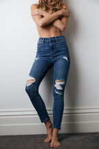 KHLOE HI CROP JEAN in colour TRUE NAVY