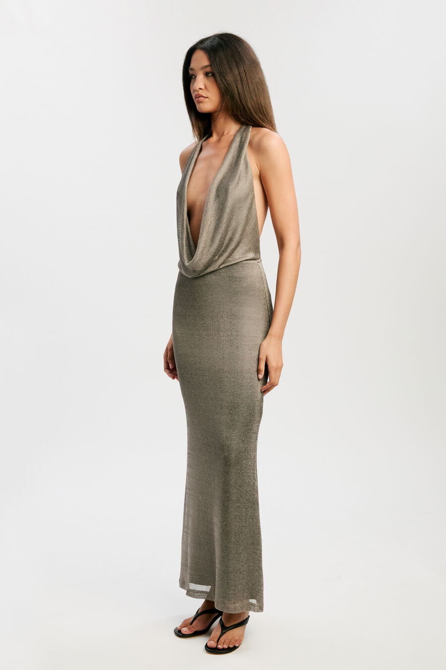 Nola Lurex Cowl Maxi Dress
