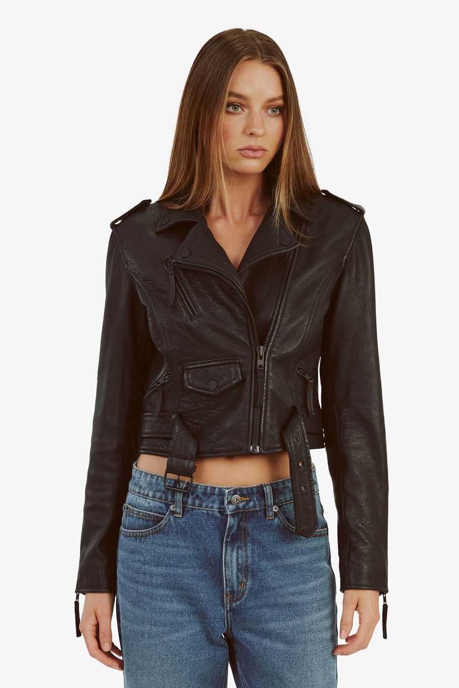 Fitted Leather Biker Jacket