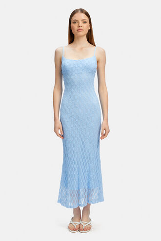 ADONI MESH MIDI DRESS in colour CERULEAN