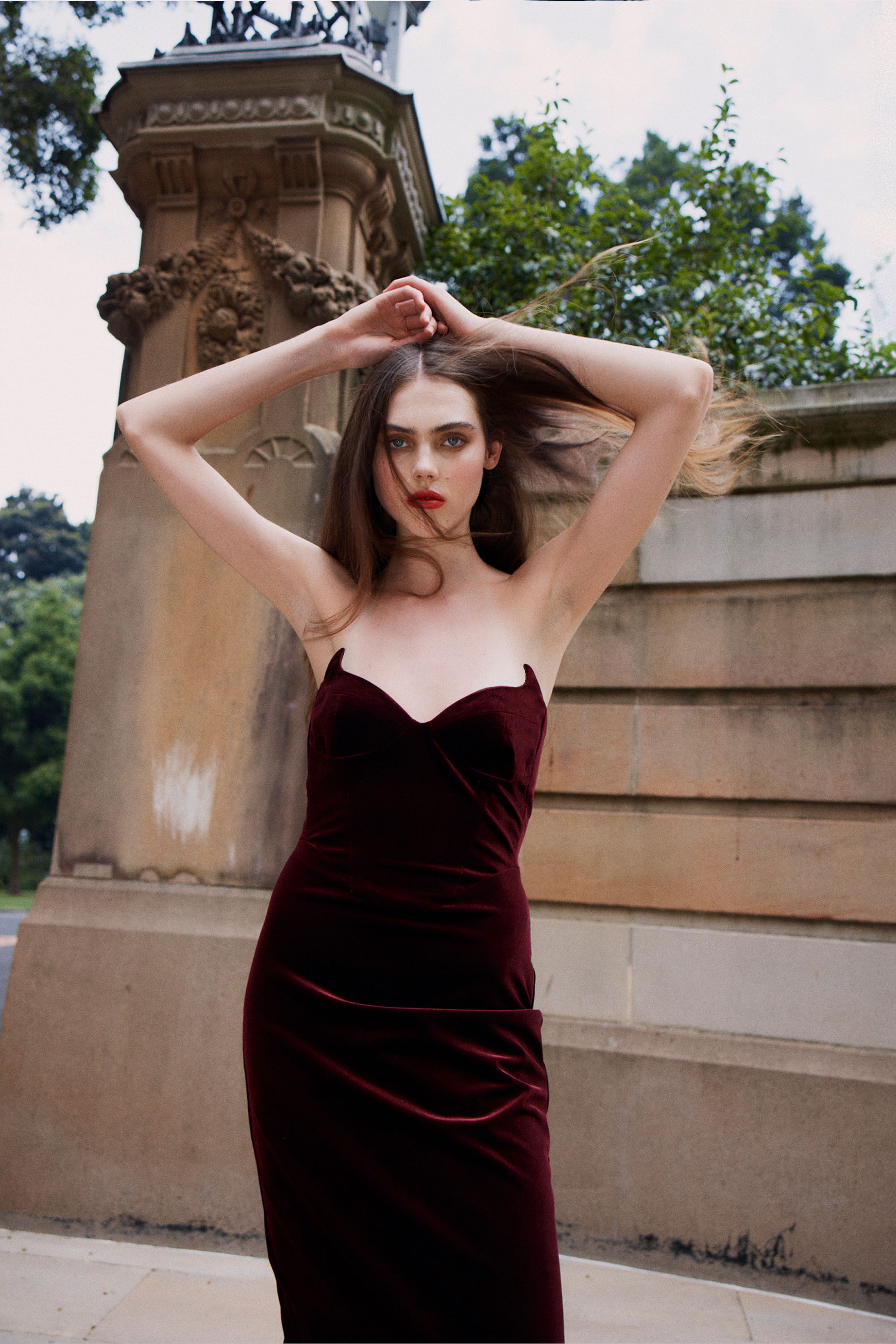 Bardot velvet midi dress shop