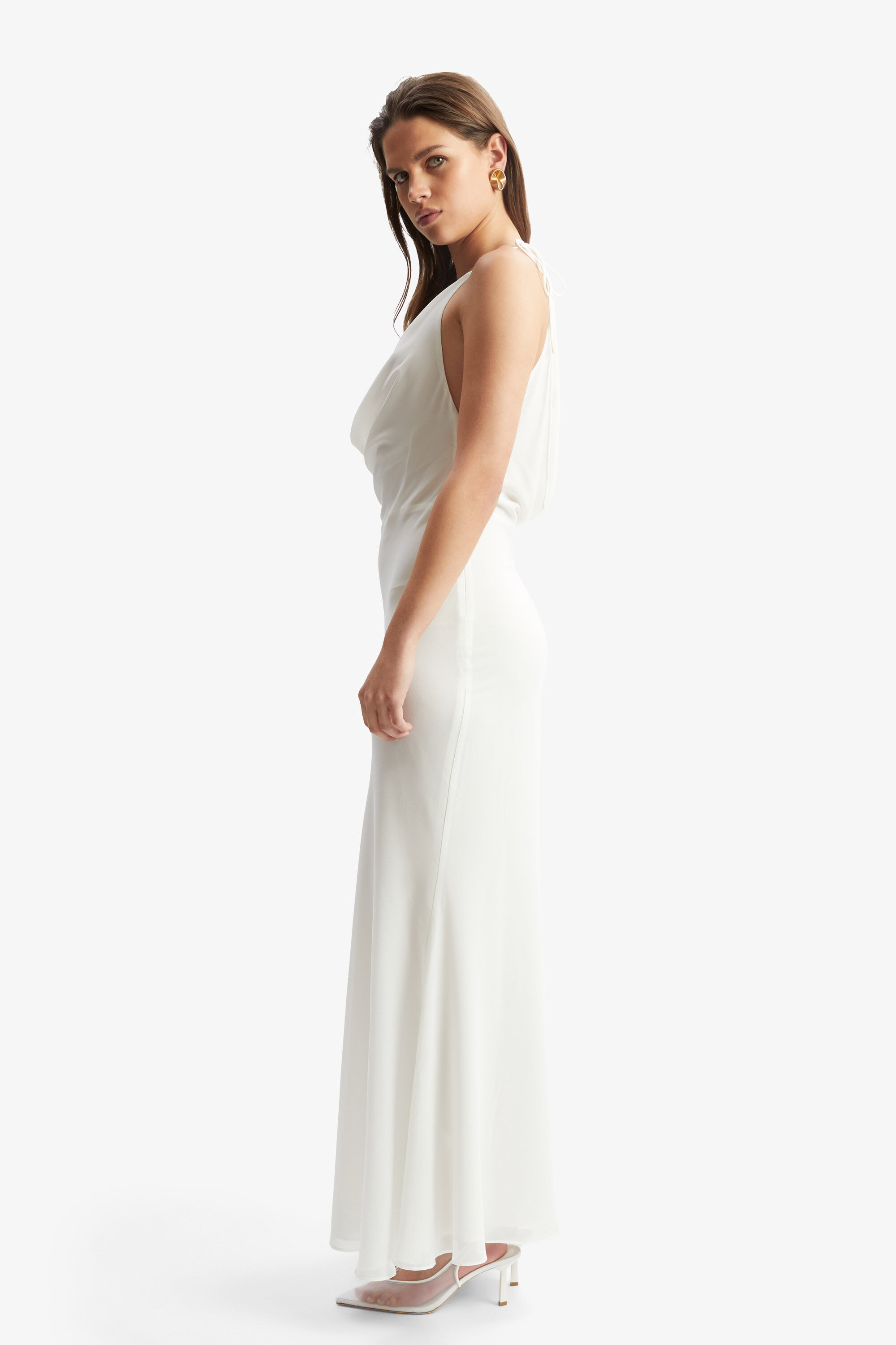 パーティードレス White Wool & Silk Dress Alissa Maxi Dress - Serenade