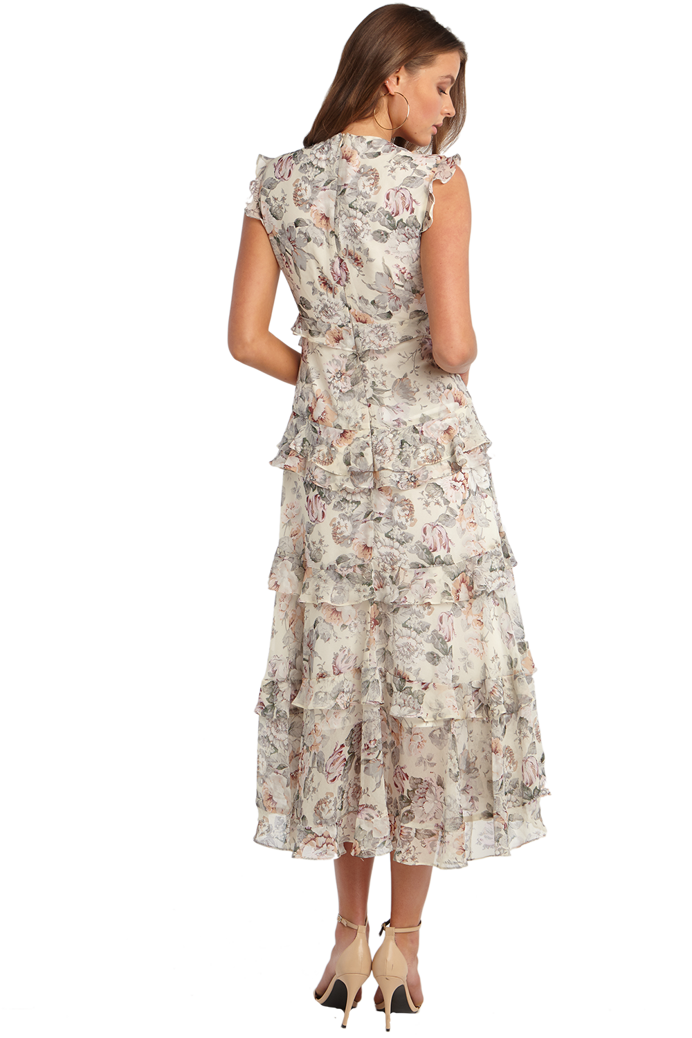 NELLY FLORAL DRESS in colour CLOUD DANCER