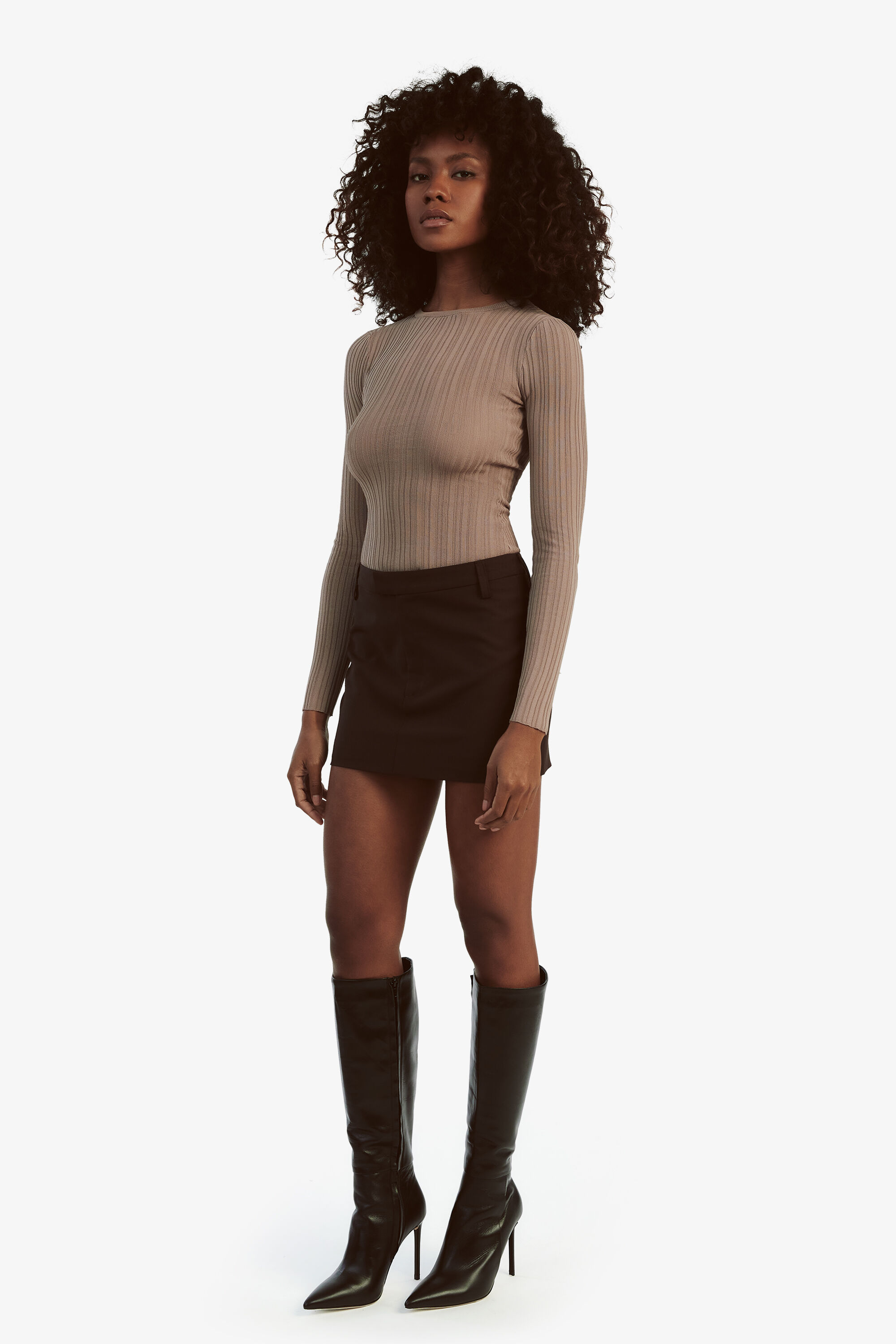 Anders Knit Top In Taupe | Bardot