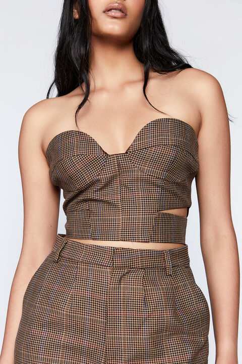 ZIGI CHECK BUSTIER in colour TOBACCO BROWN