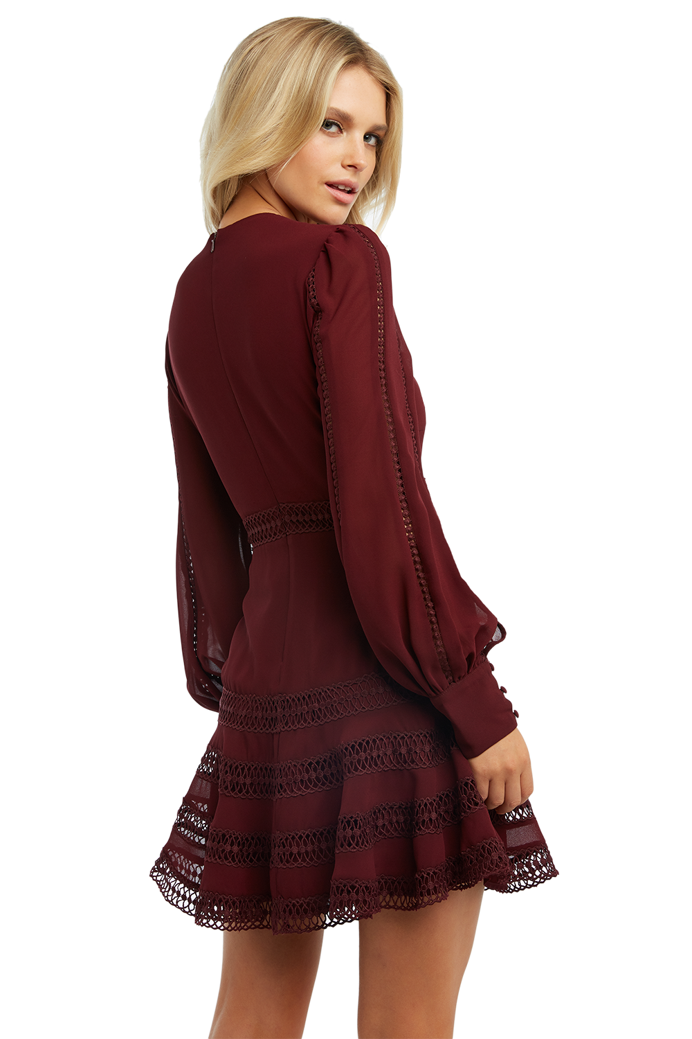 maroon lace trim