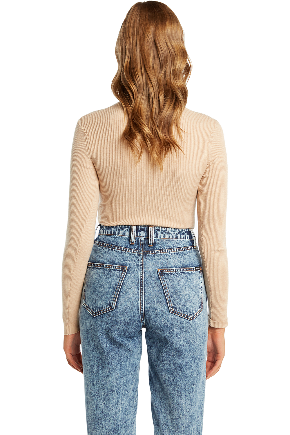 BUTTON UP RIB BODYSUIT in colour MOONLIGHT