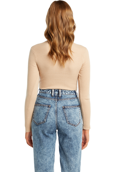 BUTTON UP RIB BODYSUIT in colour MOONLIGHT