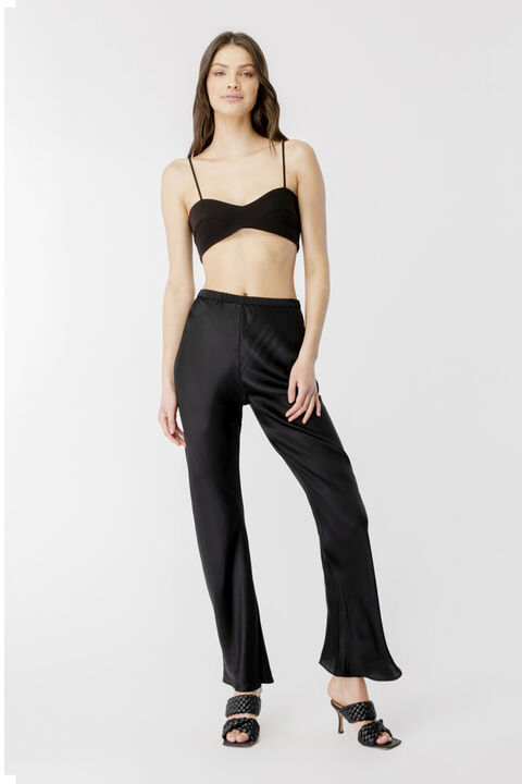 AZZURA SATIN PANTS in colour CAVIAR