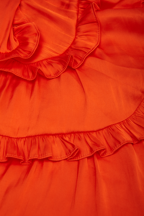NALA FRILL DRESS in colour SPICY ORANGE