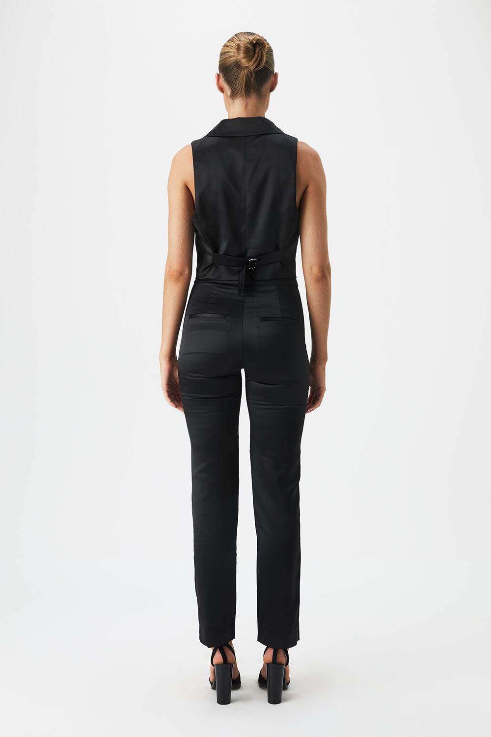 NYAH SATIN VEST in colour CAVIAR