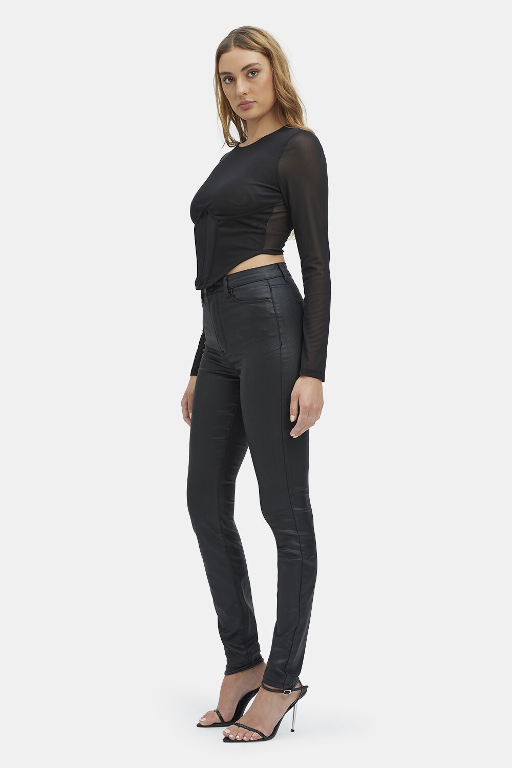 SENSEI MESH CORSET TOP in colour CAVIAR