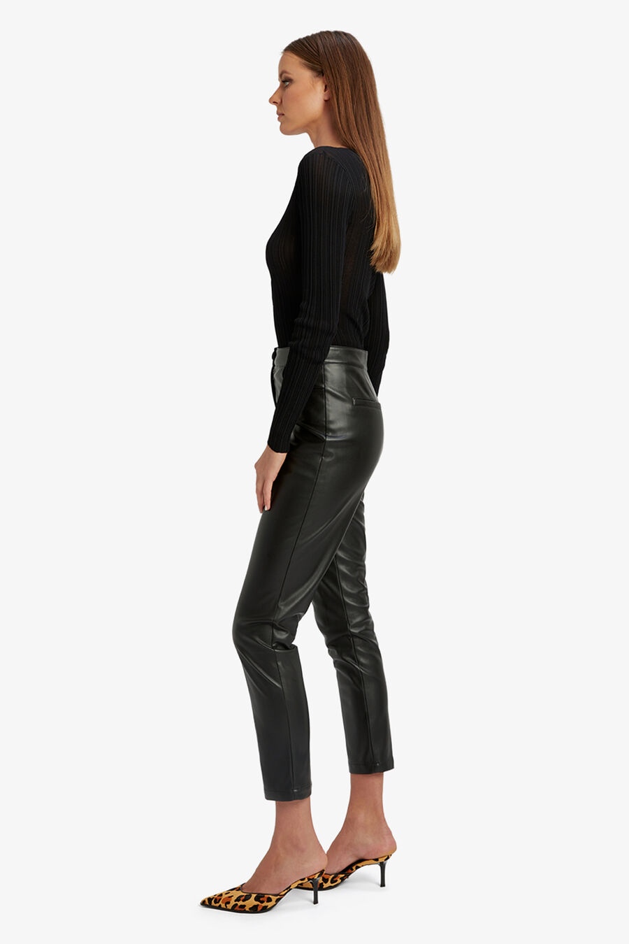PEARSON VEGAN LEATHER PANT in colour BLACK