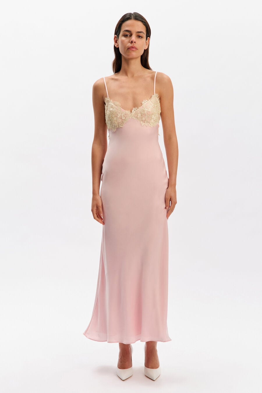 Elisan Lace Satin Maxi Dress