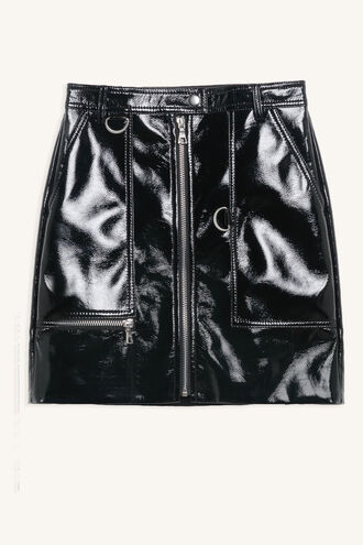 SHINY PU SKIRT in colour CAVIAR