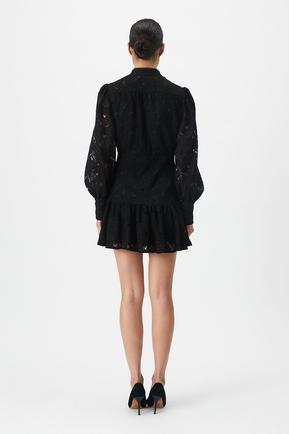 REMY MINI LACE DRESS in colour CAVIAR