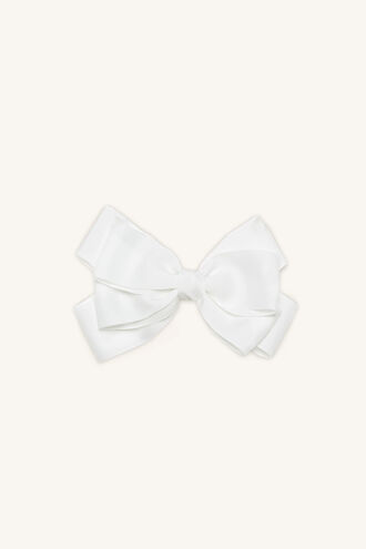 TWO TONE GROSGRAIN BOW in colour WHITE ALYSSUM