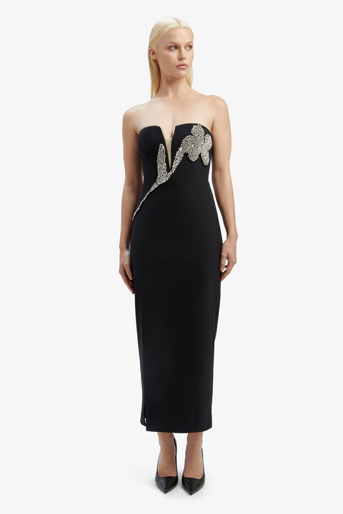 AMBIANCE MIDI DRESS in colour CAVIAR