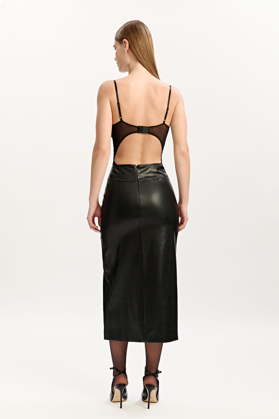 Dante Vegan Leather Midi Skirt