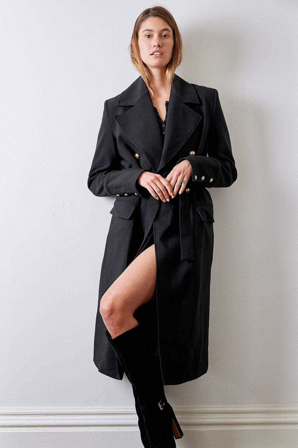 Black midi coat clearance