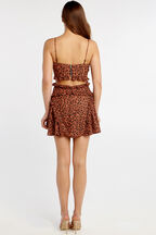 LEOPARD FRILL DRESS in colour COPPER COIN