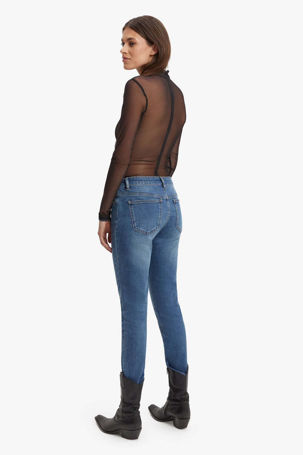 ASHLIN MESH BODYSUIT in colour CAVIAR