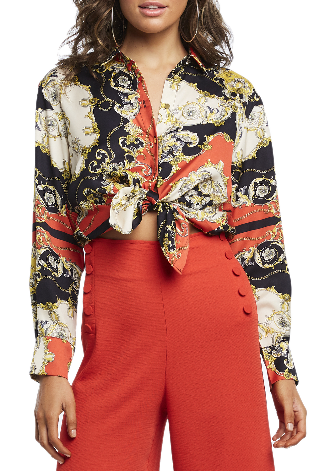 SCARF PRINT SHIRT in colour CAVIAR