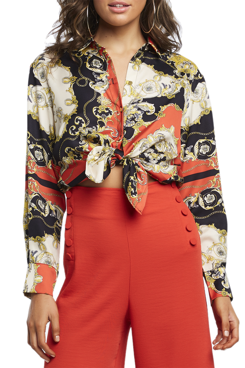 SCARF PRINT SHIRT in colour CAVIAR