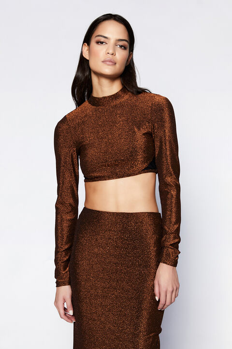 TUSCANY LUREX CROP TOP in colour STAR SAPPHIRE