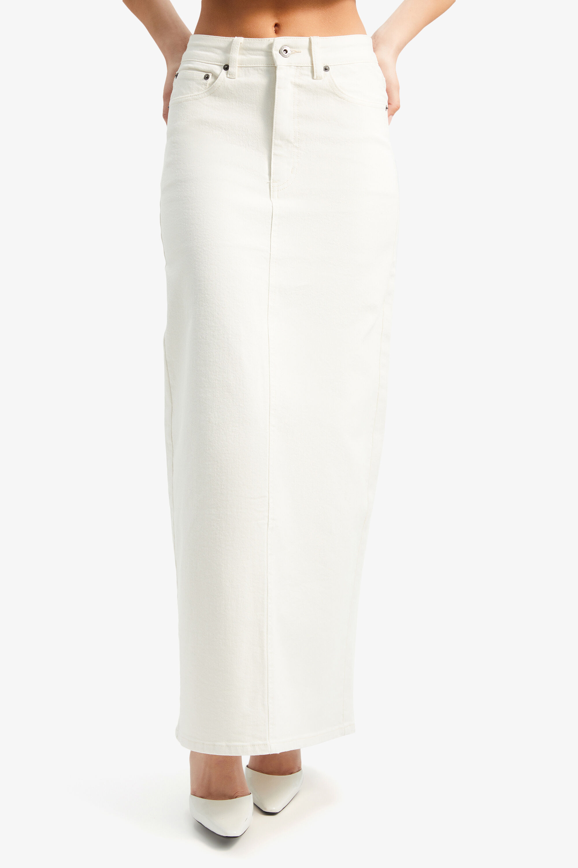 White denim skirt bardot hotsell