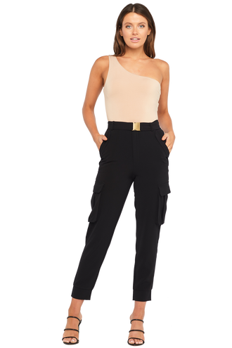 LANA BELTED PANT in colour CAVIAR