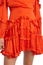 NALA FRILL DRESS in colour SPICY ORANGE