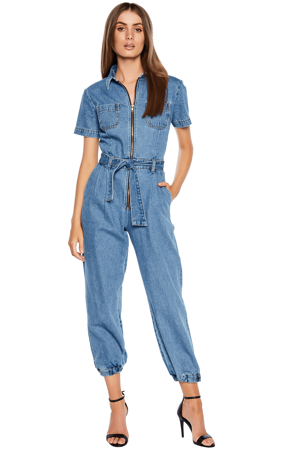 Denim Zip Romper Ladies Clothing & Playsuits & Jumpsuits Bardot