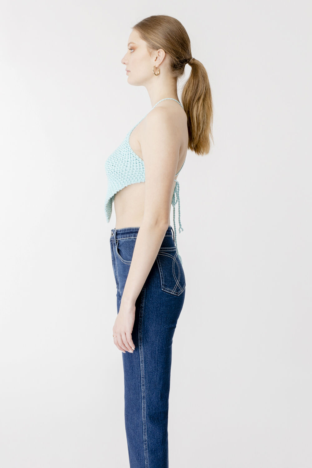 KNITTED HALTER TOP in colour CLEARWATER