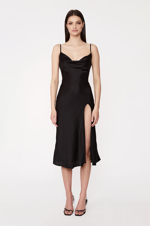 EMERIE SLIP DRESS in colour CAVIAR