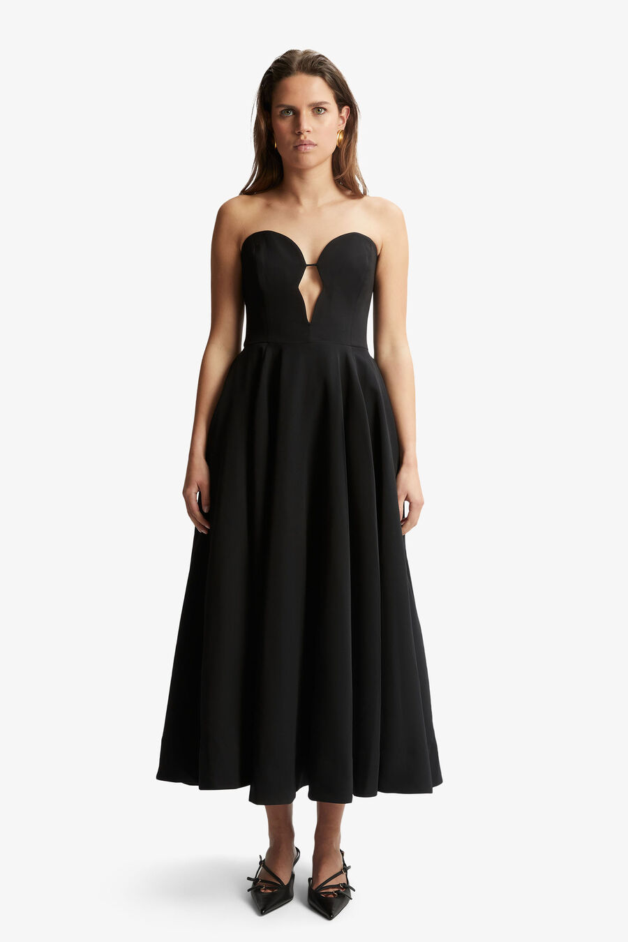 OPAL VOLUME MIDI DRESS in colour BLACK