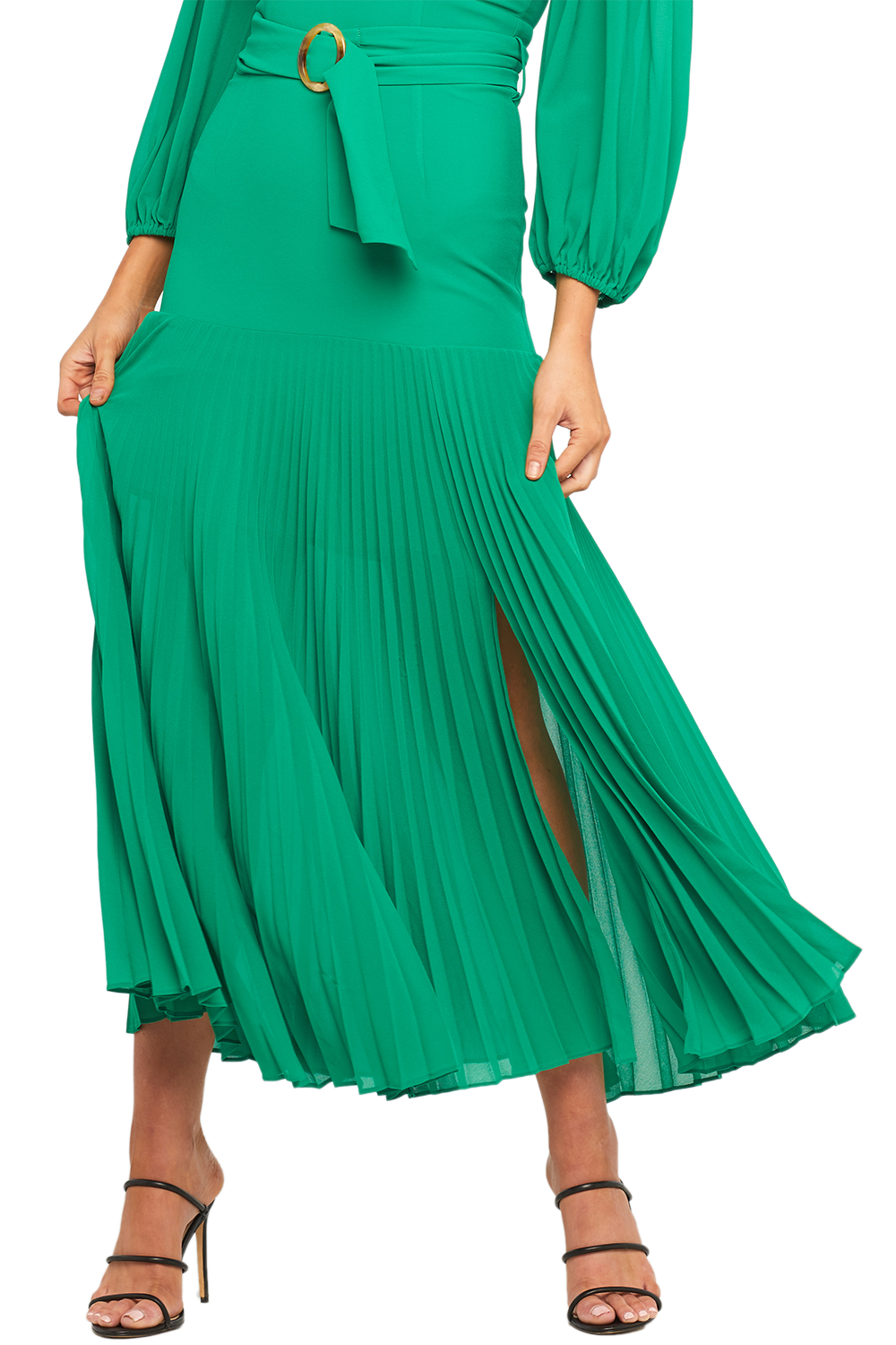 emerald bardot dress