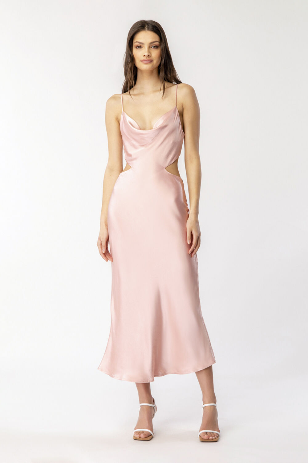 CUT OUT SLIP DRESS in colour PALE DOGWOOD