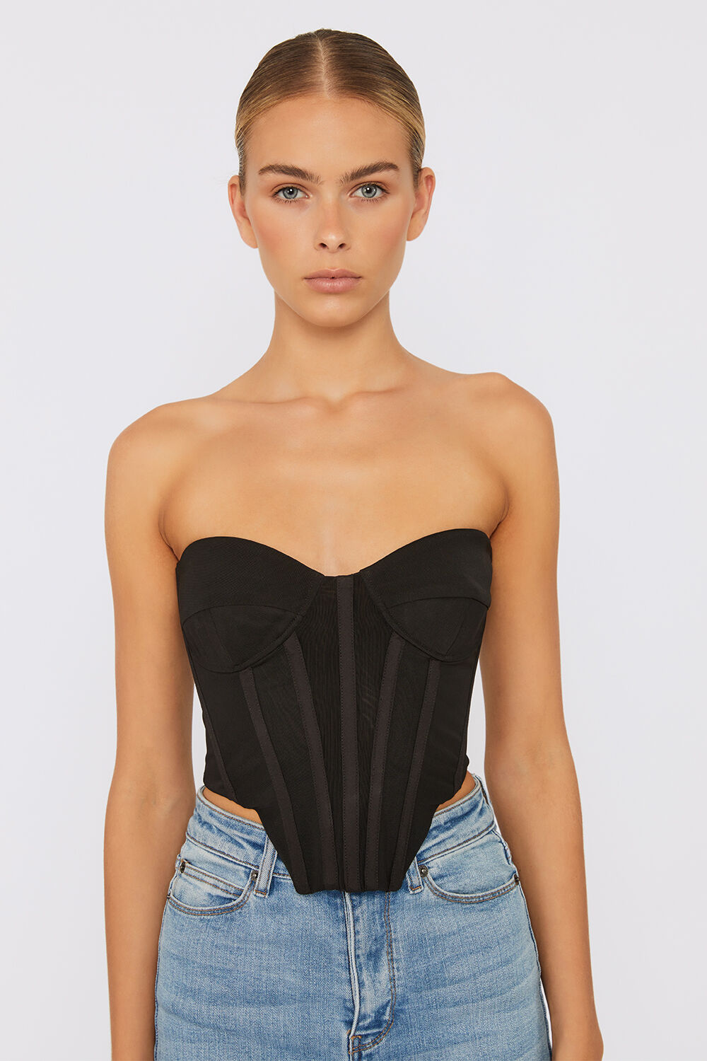 トップス litmus HerPraha circular bustier black Ruffled Layered Bustier