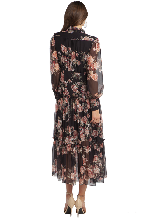 NAVY FLORAL DRESS in colour ESTATE BLUE