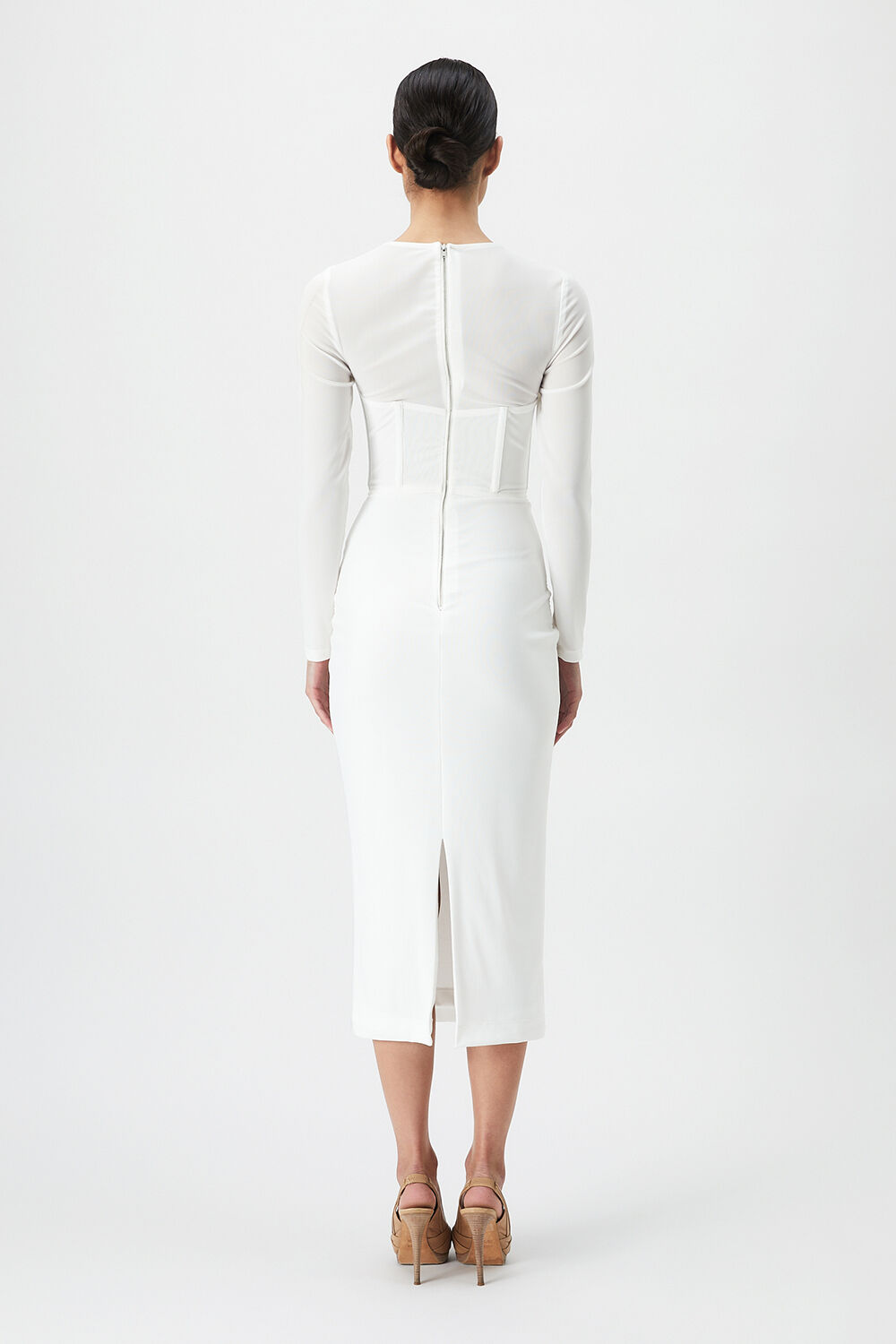 RAMONA CORSET MESH DRESS in colour BRIGHT WHITE