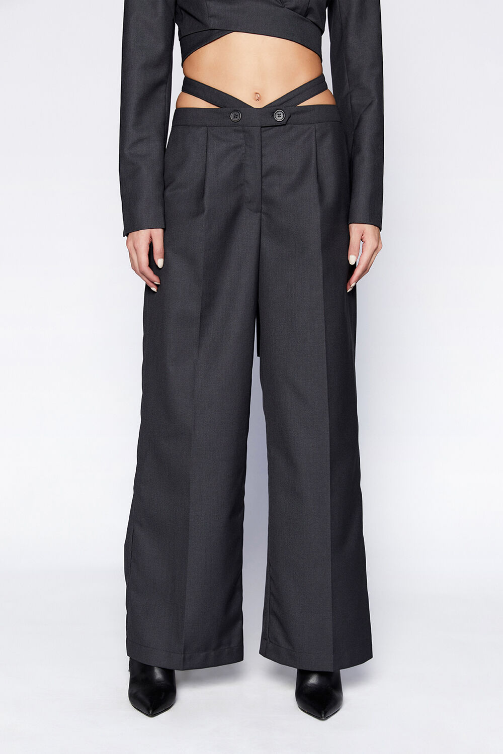 WRAP FRONT PANT in colour JET BLACK
