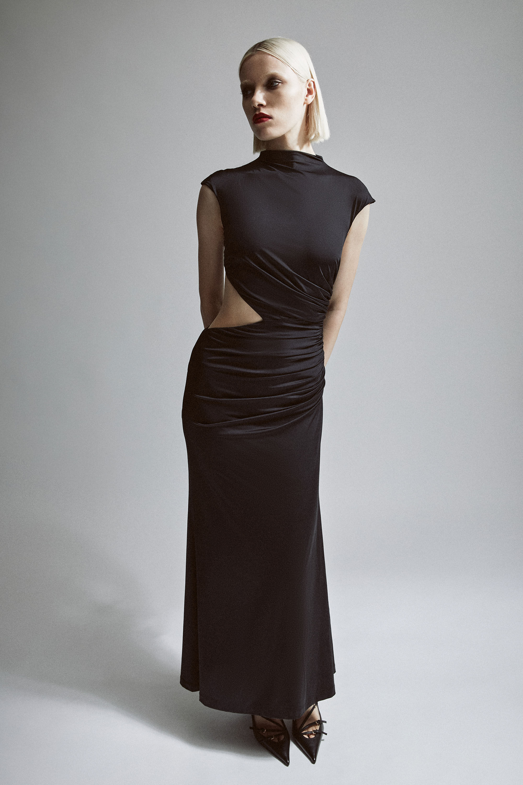 Bardot style long evening dress hotsell