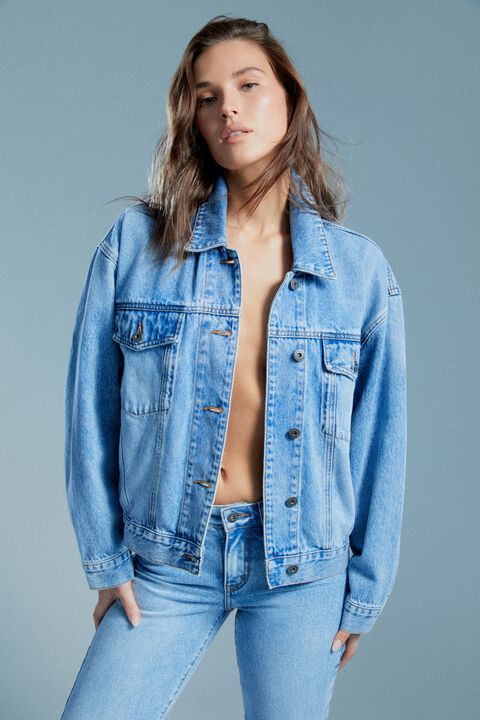 RELAXED DENIM JACKET in colour CITADEL